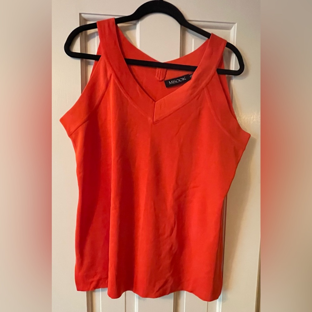 EUC | Misook | Sleeveless V-Neck Knit Tank Top | Orange | sz XL